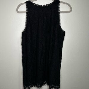 Cabi black lace detailing high neck sleeveless  top